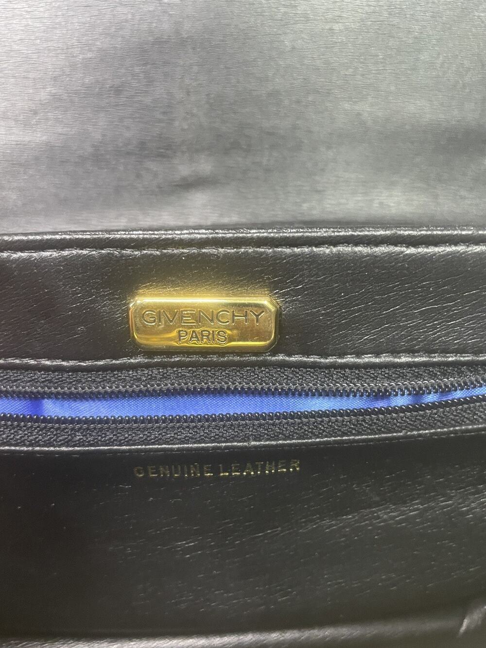 Givenchy Leather Bag Black with rich brown frame w/Gold Chain Strap Purse vtg